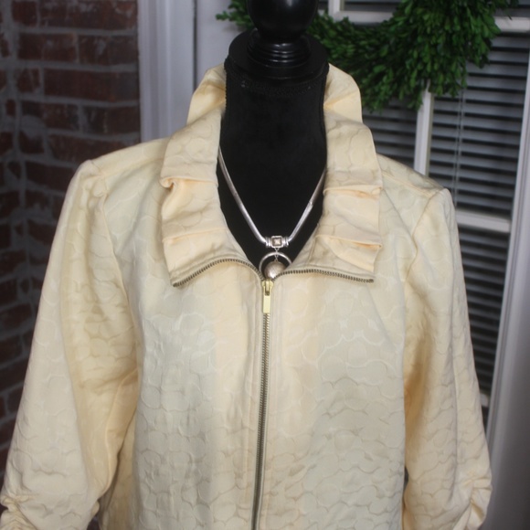 Ruby Rd Sunsational Daisy Yellow Short Jacket portrait collar 3/4 sleeve…16 New - Picture 2 of 6